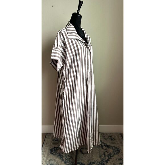 BANANA REPUBLIC Women's Rhyah Poplin Maxi Striped Roll Sleeve Dress Size XL/XXL - Picture 5 of 11